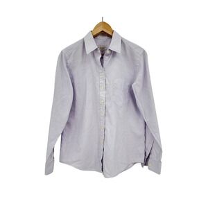 Sarah Alexandra 100% Cotton Button Down Shirt Women's 10 Purple Long Sleeve‎